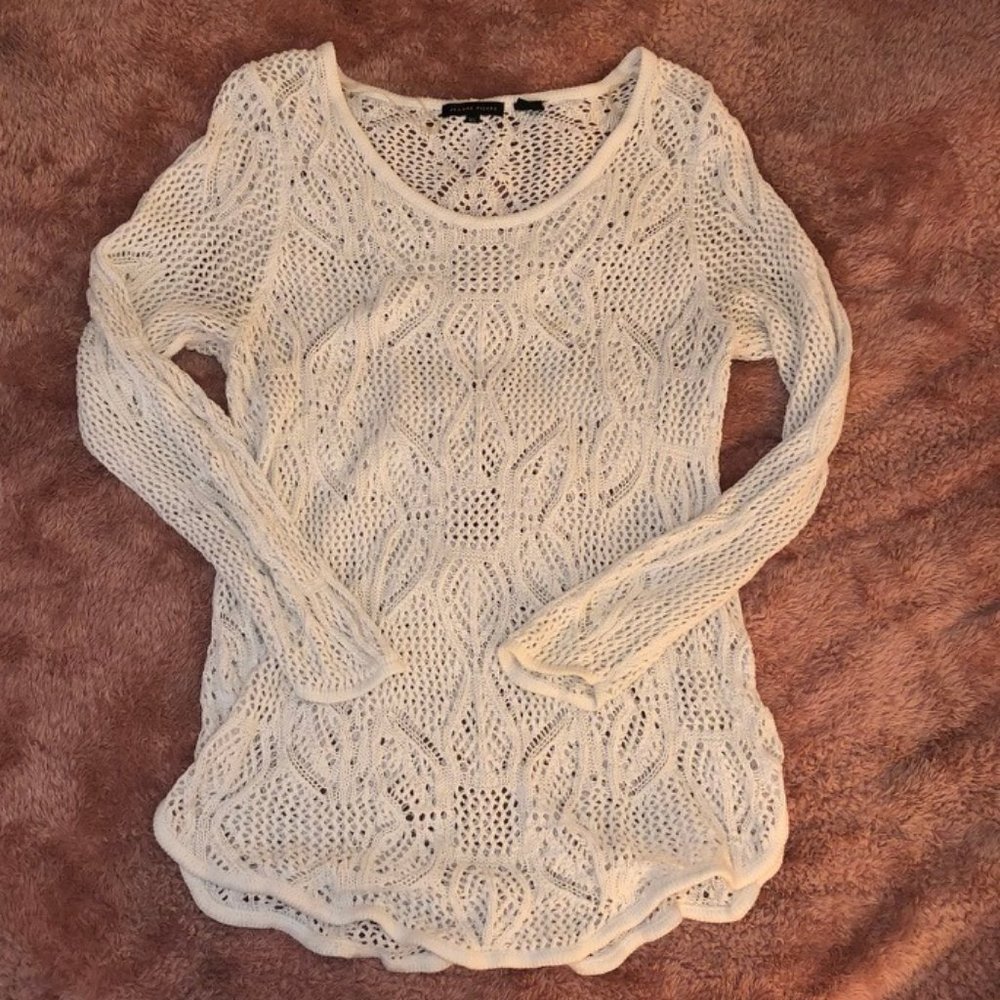 White Open-Knit Sweater